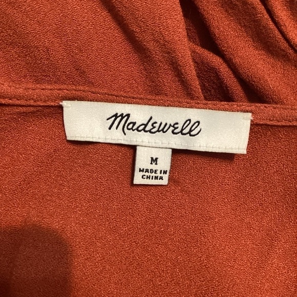 Madewell Tiered Button Back Top Size M Burnished Rust - Picture 6 of 7